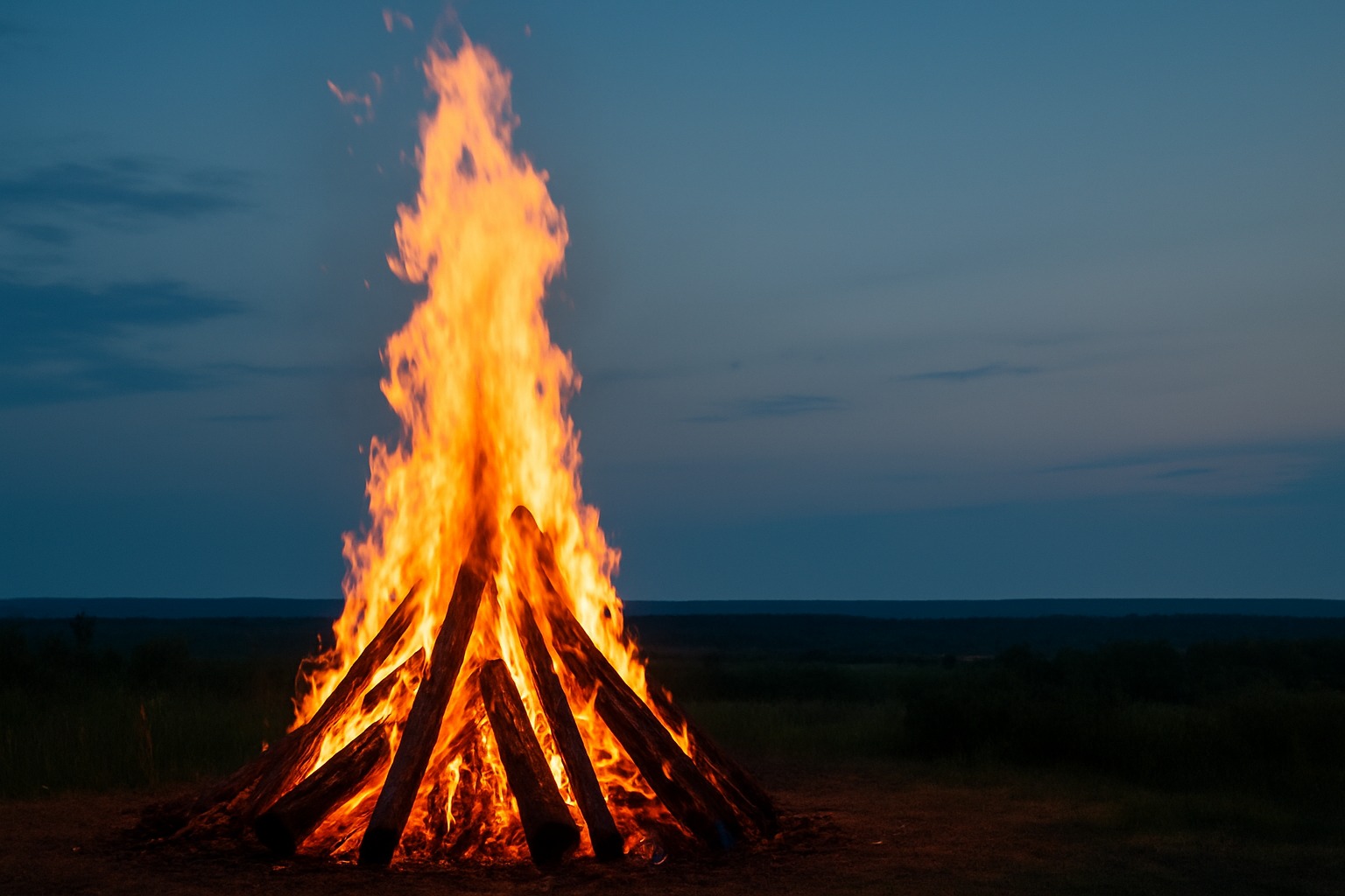 Fire Ceremony — bonfire at dusk